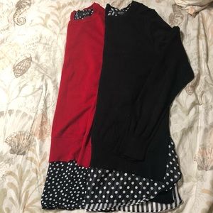 ALYX: Red and Black DUO set LS shirts.